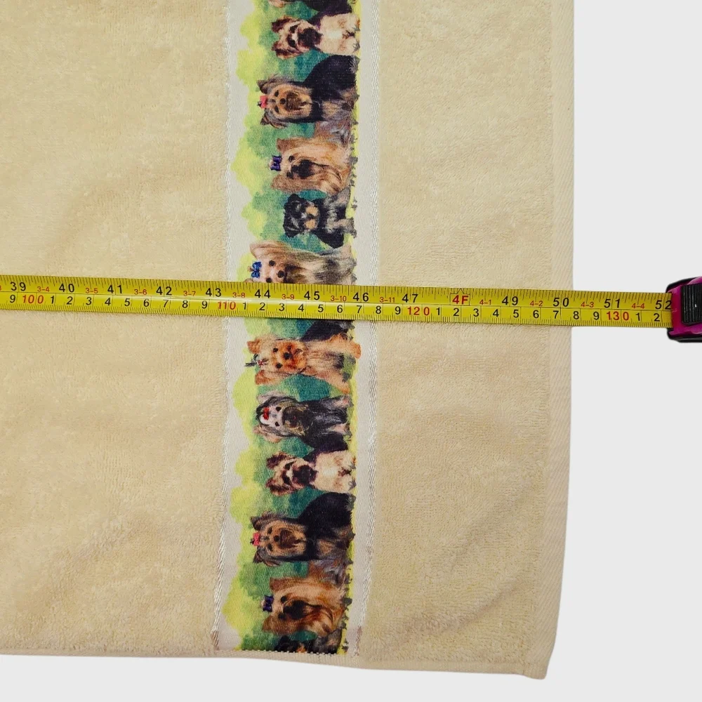 Vtg Danbury Mint Yorkshire Terrier Bath Towels Set of 2 100% Cotton Yorkie Dogs